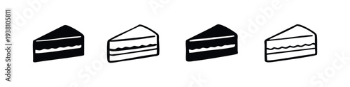 Cake Slice Icon Set. Sweet Dessert Portion and Pastry Vector Collection.
