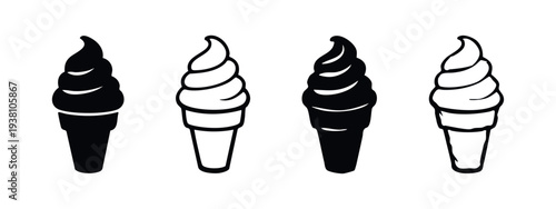 Variations of Soft Serve Ice Cream Cone Icons