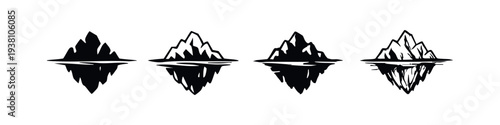 Stylized Iceberg Silhouette with Reflection Vector Icons