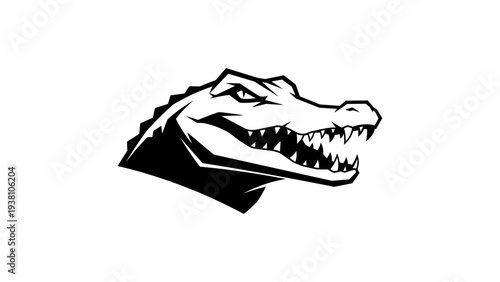 Dynamic alligator silhouette: bold black and white artistic design