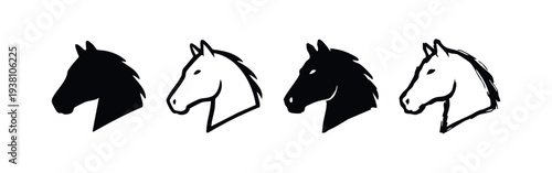 Stylized Horse Head Profile Vector Icons
