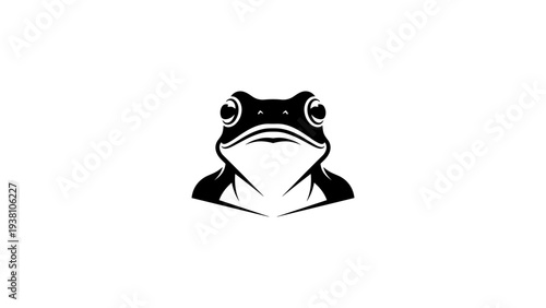 Minimalist black and white frog silhouette design for modern branding