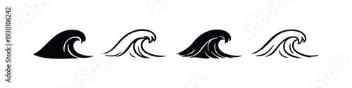 Stylized Ocean Wave Design Elements
