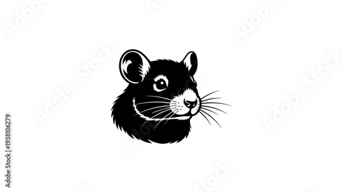 Monochrome animal portrait of a mouse with detailed fur and whiskers