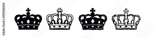 Royal Crown Vector Icon Set in Various Styles
