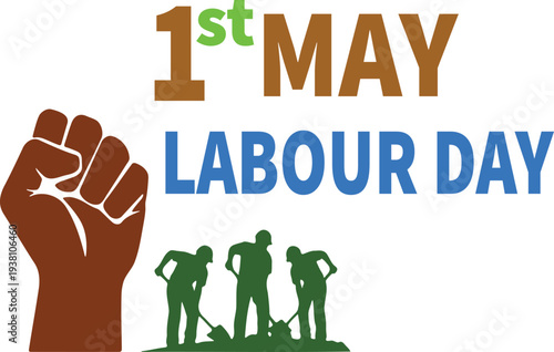 Raised Fist Celebrating International Workers Day with Diverse Silhouettes on May 1st
