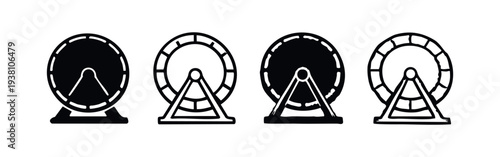 Hamster Wheel Vector Icons for Pet Exercise