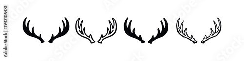Antlers Icons Set. Deer Horns Vector Illustrations for Design in Black and White.