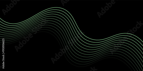 Lime Green Wavy Lines on Dark Backdrop: A Serene and Dynamic Abstract Art Piece Showcasing Flowing Energy and Geometric Precision for Design and Technology Projects