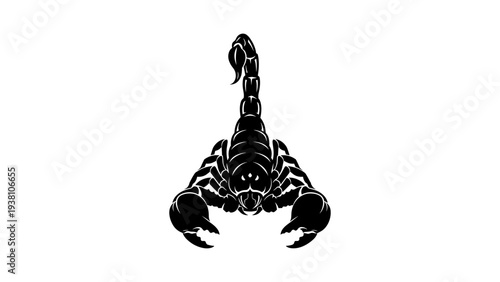 Stylized scorpion silhouette design on white background