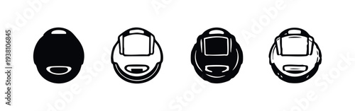 Scooter Helmet Icon Set, Moped Safety Headgear, Motorcycle Accessory Glyphs