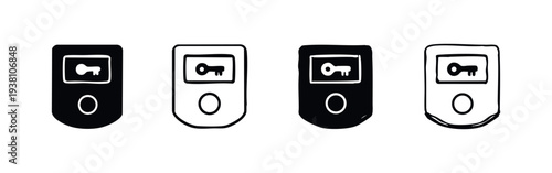 Cryptocurrency Hardware Wallet Security Key Icons - Digital Asset Protection