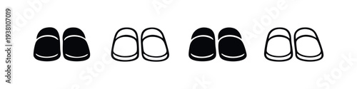 Slippers Footwear Icons. Comfortable Home Shoes Vector Set for Indoor Relaxation.