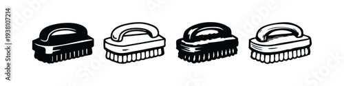 Versatile Cleaning Scrub Brush Icons for Home and Industrial Use