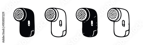 Fabric Shaver and Lint Remover Icons for Clothes Care and Textile Maintenance