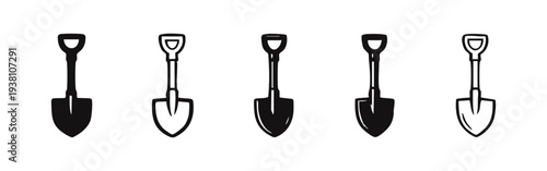 Shovel Icon Set: Essential Gardening and Construction Tools