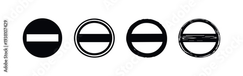 No Entry Sign Icons Set in Various Styles: Flat, Outline, and Hand-Drawn Symbols for Forbidden Access and Restriction