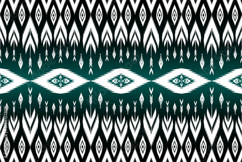 Wallpaper Mural THAI FABRIC GREEN WHITE SEAMLESS PATTERN Torontodigital.ca