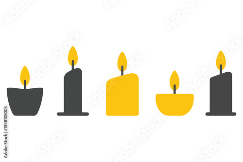 Stylish wax candle set warm flame decorative lighting element design
