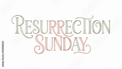 Easter sunday resurrection hope text on white background with pink gray letters