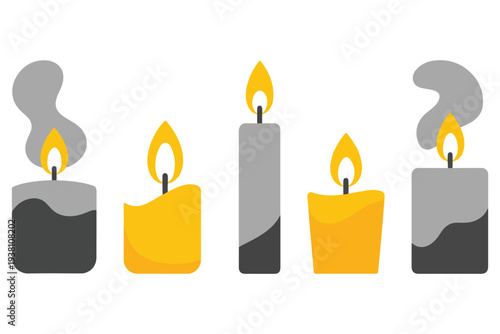 Stylish wax candle set warm flame decorative lighting element design
