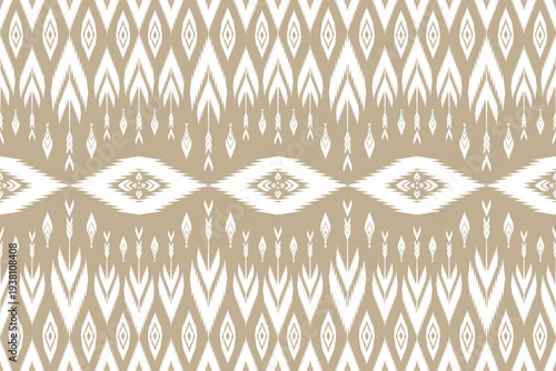 Wallpaper Mural THAI FABRIC BROWN WHITE SEAMLESS PATTERN Torontodigital.ca