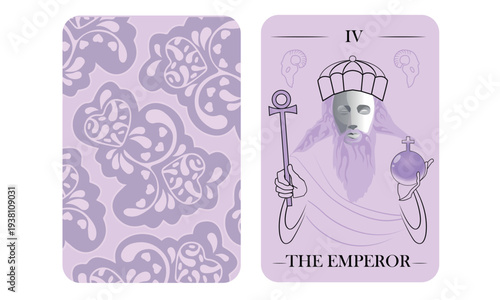 The Emperor Tarot Card Vector Illustration – Major Arcana IV Mystical Purple Tarot Deck Design