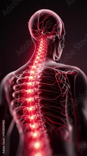 Human Body with Glowing Red Pain Point Illustration