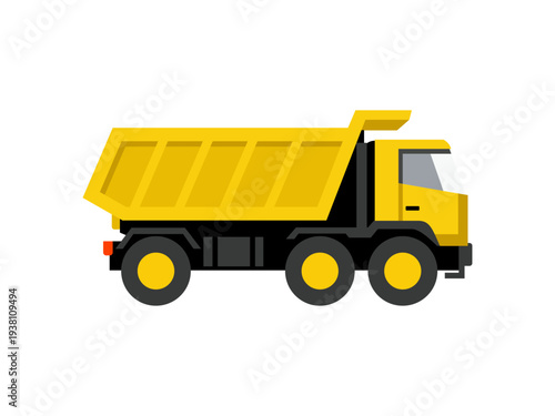 Yellow Tipper Dump Truck Illustration Isolated on White Background