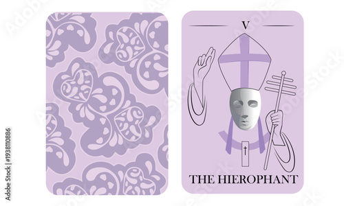 Tarot Card The Hierophant – Major Arcana Esoteric Spiritual Vector Illustration