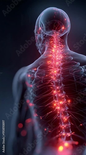 Human Body with Glowing Red Pain Point Illustration