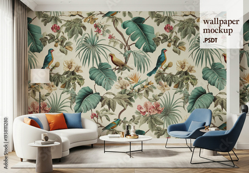 Livingroom wallpaper design mockup