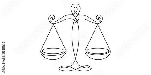 Balance scales illustration, justice symbol, law and order concept, equilibrium