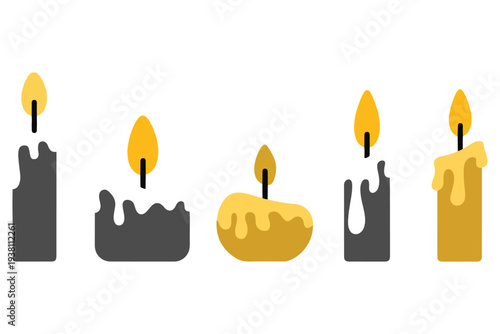 Stylish wax candle set warm flame decorative lighting element design
