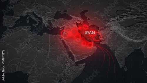 Canvastavla Map depicting airstrikes on Iran and retaliatory Iranian strikes on neighboring countries hosting US bases