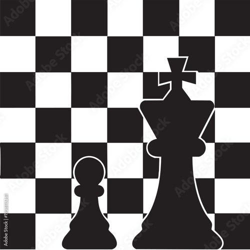Vector chess pieces on board