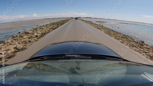 Driving along the Passage du Gois with a POV on-board camera.