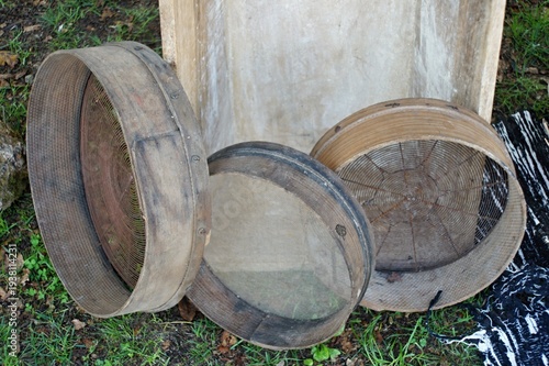 Wallpaper Mural Old wooden sieves for grain winnowing and sifting Torontodigital.ca
