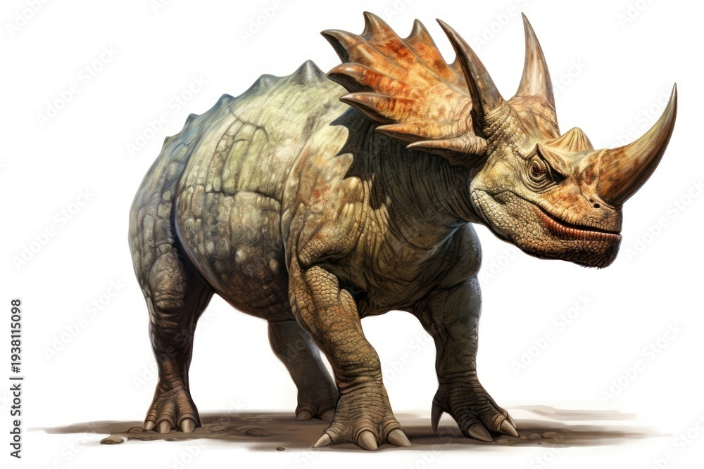 Obraz premium Dinosaur animal white background rhinoceros.