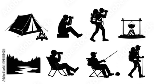 Camping, Hiking, Photography, Fishing  Outdoors Adventure Silhouettes