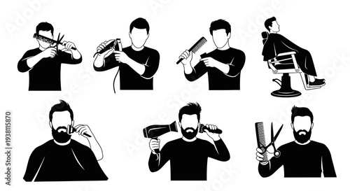 Barber Shop Icons: Hairdresser Tools  Styling Set