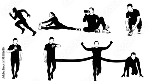 Running and Training Silhouettes: Athletes in Action, Fitness  Sports