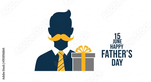 Father's day gift for dad with yellow mustache and tie