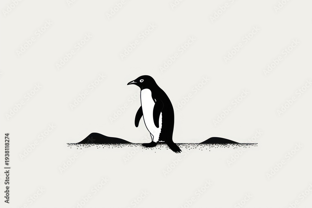Obraz premium Silkscreen of penguin animal nature black.