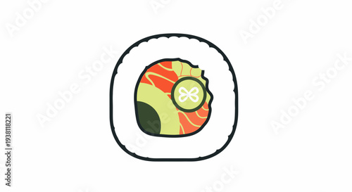 Fresh Maki Sushi Roll Isolated on White Background