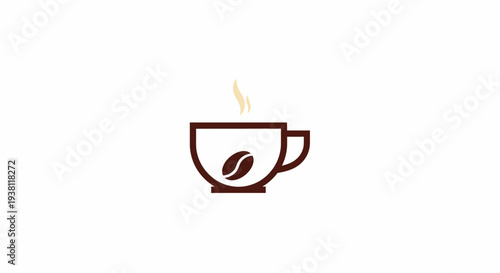 Freshly Brewed Coffee in a Cup with Bean - Warm Beverage Concept