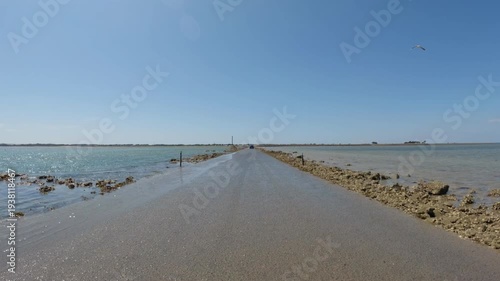 Driving along the Passage du Gois with a POV on-board camera.