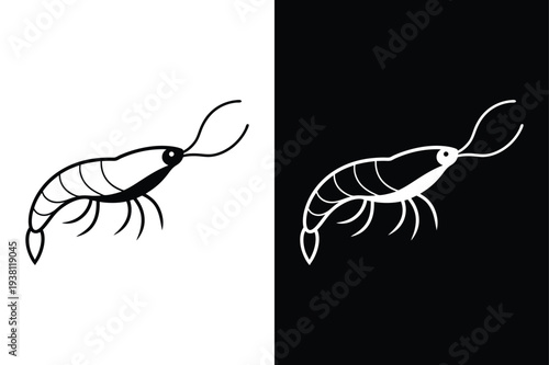 Krill vector icon graphic isolated sketch illustration on white background.