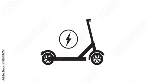 Scooter electric icon with a circular lightning bolt symbol indicating power and speed, a modern mobility concept.