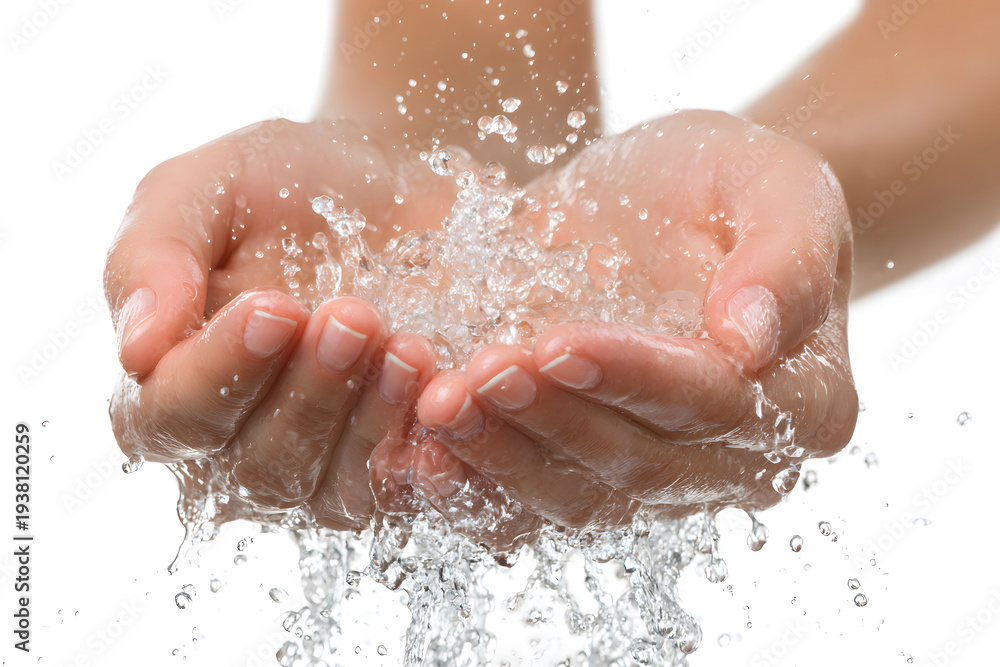 Fototapeta premium Hands Cupping Fresh Splashing Water